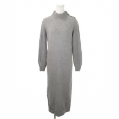 プラステ PLST ニットワンピース ウール カシミヤ混 2 グレー ハイネック 長袖 肩ボタン /AH27 ■GY60