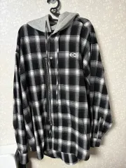 OY CHECK フード シャツ xl