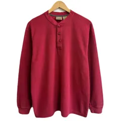 L.L.Bean エルエルビーン サーマルロンT ワッフル地 ヘンリーネック ハーフボタン 無地 赤 レッド Mサイズ No.L978