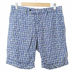 マッキントッシュフィロソフィー MACKINTOSH PHILOSOPHY ペイズリー柄 総柄 リネン 麻 ハーフパンツ ショートパンツ ショーツ 40 紺 ネイビー 0715 IBO73のサムネイル
