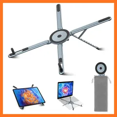 【新品】 ノートパソコンスタンド PCスタンド タブレットスタンド アルミ合金製 折りたたみ式 放熱性 8段階高さ&角度調整可能 人間工学設計 姿勢改善 腰痛/猫背解消 滑り止め テレワーク/在宅勤務/出張 軽量 持ち運び便利 Mac-Book/i-Pad 1