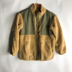 GU ボアフリースジャケット 150cm ベージュ×グリーン 3062202512250064