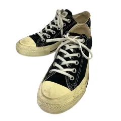 コンバース CONVERSE スニーカー 1SC427 オールスター ローカット フラット ロゴ 無地 キャンバス レースアップ モノクロ 25cm 黒 ブラック 白 ホワイト 