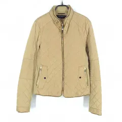 ZARA レディース バックルネック 軽量ダウン キルティングジップアップ ジャケット ベージュ (HU42168)
