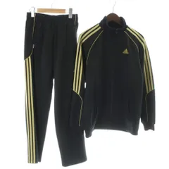 アディダス adidas Climalite クライマライト セットアップ トラックジャケット ジャージ 上下 イージーパンツ ラグランスリーブ ロゴ刺繍 S 黒 ブラック ゴールドカラー /KW ■GY99
