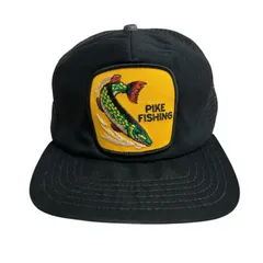 【キャップ/帽子】80s NEWERA PIKE FISHING (パイクフィッシング) ヴィンテージキャップ　ニューエラ　ワッペン　ブラック　黒