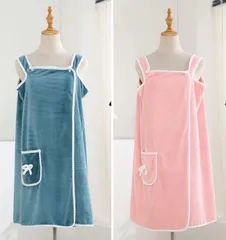 着るバスタオル 3way ブランケット バスタオル ブルー ピンク 2点セット