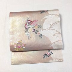 名古屋帯 正絹 西陣織 唐織 オフホワイト 中古 カジュアル 【mm581