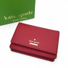 美品 kate spade new york ケイトスペードニューヨーク コインケース カードケース パスケース レザー ロゴ 箱付き レッド 赤 ギフト プレゼント 贈り物