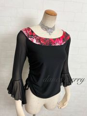 新品 社交ダンス スカート 黒 赤 白 タンゴ レッスン パーティ 8243