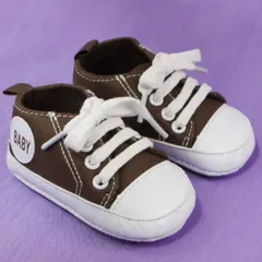★国内在庫・即日出荷★【サイズ11cm/12cm】ソフト底ベビースニーカー K05-茶色　ブラウン ベビーシューズ　ファーストシューズ　小さい足の子　低出生体重児　未熟児