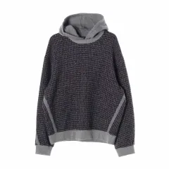 SYSTEM homme システムオム 23FW ハウンドトゥース パータン フード ニット