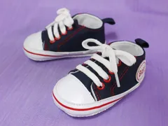 ★国内在庫・即日出荷★【サイズ11cm/13cm】ソフト底ベビースニーカー K05-紺赤 ベビーシューズ　ファーストシューズ　小さい足の子　低出生体重児　未熟児