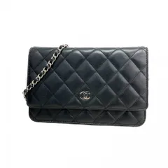 シャネル(Chanel) シャネル 財布・ショルダーウォレット マトラッセ チェーンショルダー ラムスキン ブラック レディース