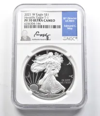 米国2021年イーグル1ドル銀貨　トランプ赤ラベル　NGC MS70ER アメリカ2021年イーグル1ドル銀貨 トランプ赤ラベル NGC MS70ER