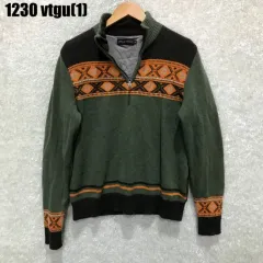 ビーンポール ハーフジップアップ パータン ニット グリーン95 1230