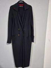 ZARA ダブルボタン ネイビー ロング ニットコート 55 66