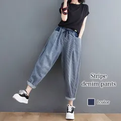 ジーンズ レディース ストライプデニムパンツ ブランド 50代 ジーパン ダメージ ゆったり ストレッチ スキニー デニム ストレート スキニー