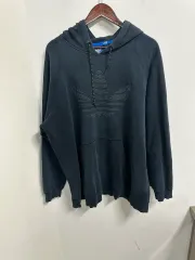 ヴィンテージ adidas アディダス トレフォイル フーディー Tシャツ ネイビー ONE 110