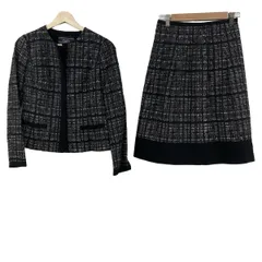 Leilian(レリアン) スカートスーツ レディース - 白×黒 チェック柄/ひざ丈