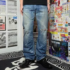 DIESEL(ディーゼル) インディゴ ダメージ ボタンフライ デニム パンツ