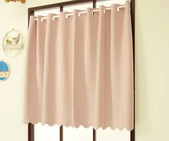 かーてん屋さんアウトレット 防炎遮光1級カフェカーテン [ピティ] クラウドピンク色 幅145cm 丈90cm 1枚