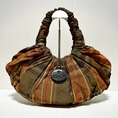 【良品】Vivienne Westwood ヴィヴィアン ウエストウッド トートバッグ ハンドバッグ 肩掛け ブラウン オーブ ギャザー チェック柄 B401