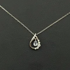 【4°C】ティアドロップネックレス　箱付き　ペンダント　ラインストーン　シルバー　クリスタル　ジュエリー　アクアマリン
