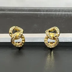 【Christian Dior】2連リングイヤリング　ラインストーン　ゴールド