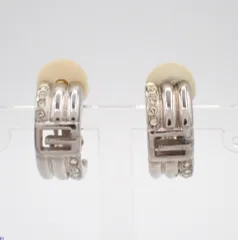【GIVENCHY】Gロゴデザインイヤリング　ハーフフープ　シルバー　ラインストーン　クリスタル　ジュエリー