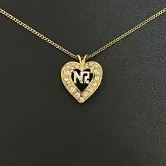【NINA RICCI】ハートモチーフネックレス　ゴールド　ラインストーン　NRロゴ