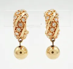 【Swarovski】パールモチーフイヤリング　ゴールド　GP18.5g クリスタル　ラインストーン