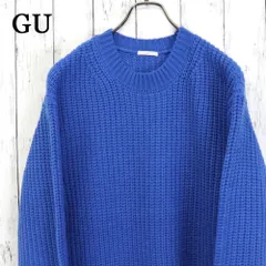 GU　ジーユー　手編み風　ローゲージニット　クルーネックセーター