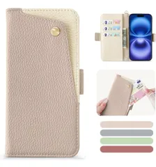 ★Kahper for iphone16 ケース 手帳型 iPhone 16 ケース 手帳型 可愛い アイフォン16 手帳ケース おしゃれ 軽量 衝撃吸収 スマホケース iphone16 財布型 PUレザー 全面保護 擦り傷防止 6.1インチ（アプリコット）