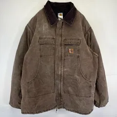 古着 カーハート Carhartt USA製 ワークジャケット トラディショナルジャケット ダック 中綿 ワンポイントロゴ 3XL  ブラウン メンズ
