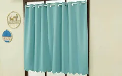 防炎遮光1級カフェカーテン [ピティ] アクアブルー色 かーてん屋さんアウトレット 幅145cm 丈90cm 1枚