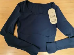(新品)アンダール コットンライク カットアウト クロップドTシャツ ネイビー カラー Sサイズ