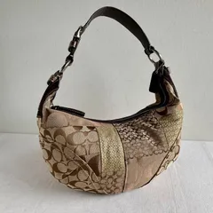 Coach Vintage Patchwork Signature Brown Snake Leather Strap Hobo Shoulder Bag y2k