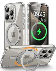 ★iPhone 15 Pro Maxケース MagSafe対応いphone15 ProMaxケース多機能リングスタンド回転対応アイフォン 15 プロマックス ケース マグセーフ丸型スタンド付き 縦横 ワイヤレス充電対応 クリア 透明