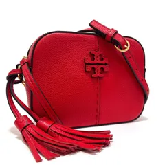 トリーバーチ マックグロー カメラバッグ ショルダーバッグ 斜め掛け 鞄 ブリリアント レッド 赤 red ゴールド gold レザー 本革 チェーン フリンジ タッセル ロゴ MCGRAW CAMERA BAG Tory Burch