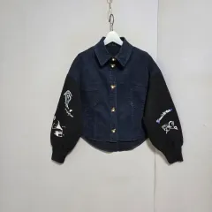 袖ニット バイカラー ボタンPOINT シャツ 55 n2008