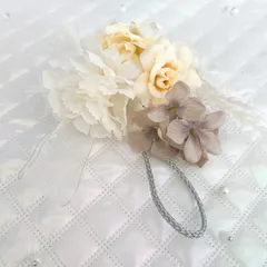 髪飾りセット　造花　ホワイト