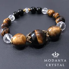 タイガーアイ+水晶の大玉ブレスレット1125（天然石）