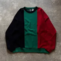 90年代 90s JANTZEN ジャンセン マルチカラー コットンニット ネイビー ターコイズ レッド USA製 アメリカ製のサムネイル