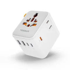 65W急速充電 変換プラグ 全世界対応 TESSAN 海外 変換プラグ 2AC差込口 5USB（3USB-C） 電源アダプター C BF O Aタイプ 海外コンセント自由変換 韓国 オーストラリア シンガポール イギリス タイ ベトナム ヨーロッパ用 旅行 便