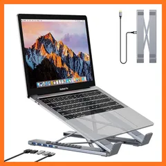 【新品】 Mukiya USB-C ハブ (8-in-1) USB3.0 ハブ付き ノートPCスタンド タブレットスタンド （4K HDMI、USB 3.0×2、PD 100W急速充電対応）5Gbps 高速データ転送 MacBook Pro/Air、Del 0