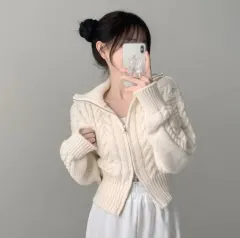 エイブリー ケーブル編み ツーウェイ ニット カーディガン