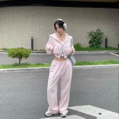 modimood（モディムード）製 トレーニング セットアップ ジャージ ジャージ セット ベビーピンク