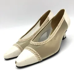 イヴサンローラン パンプス 35 1/2 22.5cm 白 メッシュ ヒール 7cm