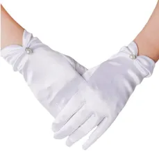 [WinsGreat] レディースショート手袋 ウェディンググローブ 花嫁手袋 レディース フォーマル手袋 エレガントパーティーオペラ用ヴィンテージサテン手袋 薄手